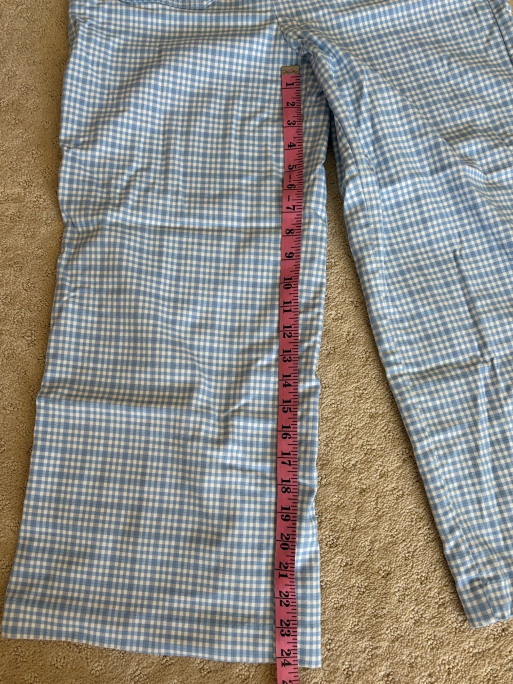 Jules & Leopold Blue Gingham Cropped Wide-Leg Pants - Picture 2 of 4